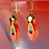 Image 3 of Gold Star Rainbow Heart Earrings