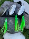 Lime Green Kill’n Machine with Hoochie. Different blade options available 