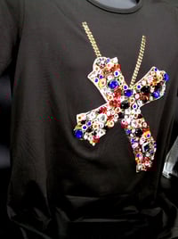 Image 6 of Giantgem - Multicolour massive Rhinestone Cross T shirt
