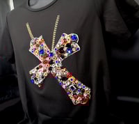 Image 8 of Giantgem - Multicolour massive Rhinestone Cross T shirt