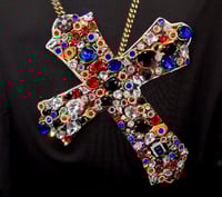 Image 10 of Giantgem - Multicolour massive Rhinestone Cross T shirt