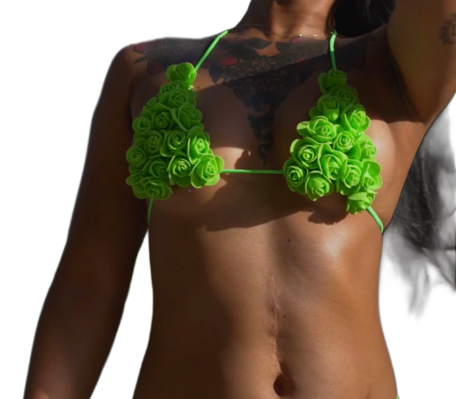 Image of Exotic Flower Bikini : Green Grab Me