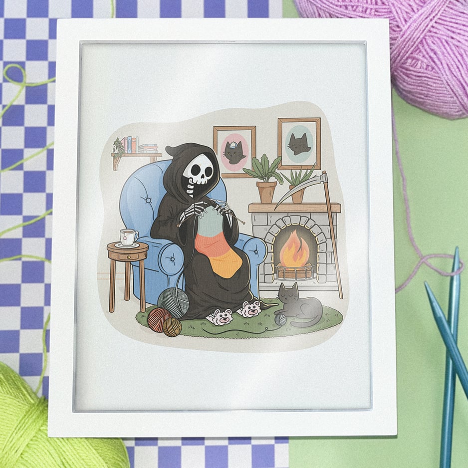 Image of Knitting Grim Reaper – Art Print
