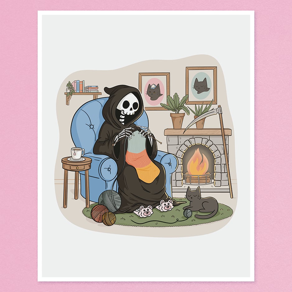 Image of Knitting Grim Reaper – Art Print