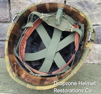 Image 11 of Vietnam M-1 Helmet & 1966 Liner Mitchell Camo Cover. The Fink in Nam 1957 Sweatband.