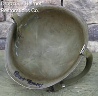 Image 21 of Vietnam M-1 Helmet & 1966 Liner Mitchell Camo Cover. The Fink in Nam 1957 Sweatband.