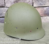 Image 12 of Vietnam M-1 Helmet & 1966 Liner Mitchell Camo Cover. The Fink in Nam 1957 Sweatband.
