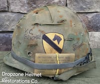 Image 6 of Vietnam M-1C Helmet & Paratrooper liner Mitchell Camo Cover Cavalry.