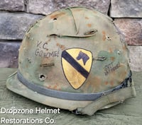 Image 2 of Vietnam M-1C Helmet & Paratrooper liner Mitchell Camo Cover Cavalry.