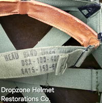 Image 19 of Vietnam M-1C Helmet & Paratrooper liner Mitchell Camo Cover Cavalry.