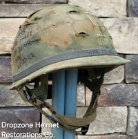 Image 3 of Vietnam M-1C Helmet & Paratrooper liner Mitchell Camo Cover Cavalry.
