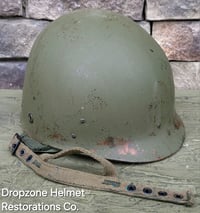 Image 16 of Vietnam M-1C Helmet & Paratrooper liner Mitchell Camo Cover Cavalry.
