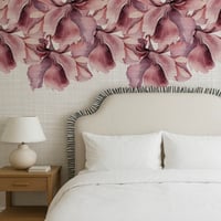Image 1 of Peony Drip Wallpaper – Blush & Plum linen