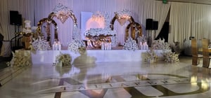 Image of Staging design  with silk flowers design 