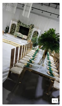 Image 1 of Gold and white stainless steel  Estate luxury Table  white glass top
