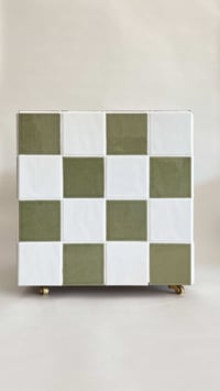 Image 2 of Sage check tile cube table