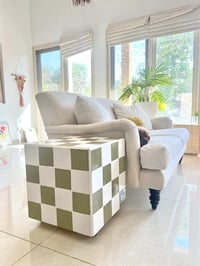 Image 3 of Sage check tile cube table