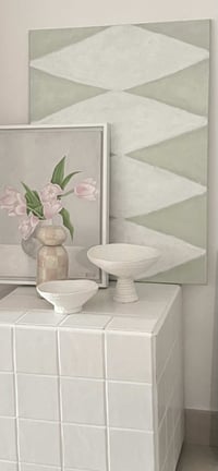 Image 1 of White tile cube table