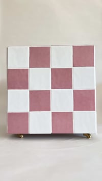 Image 2 of Pink check tile cube table