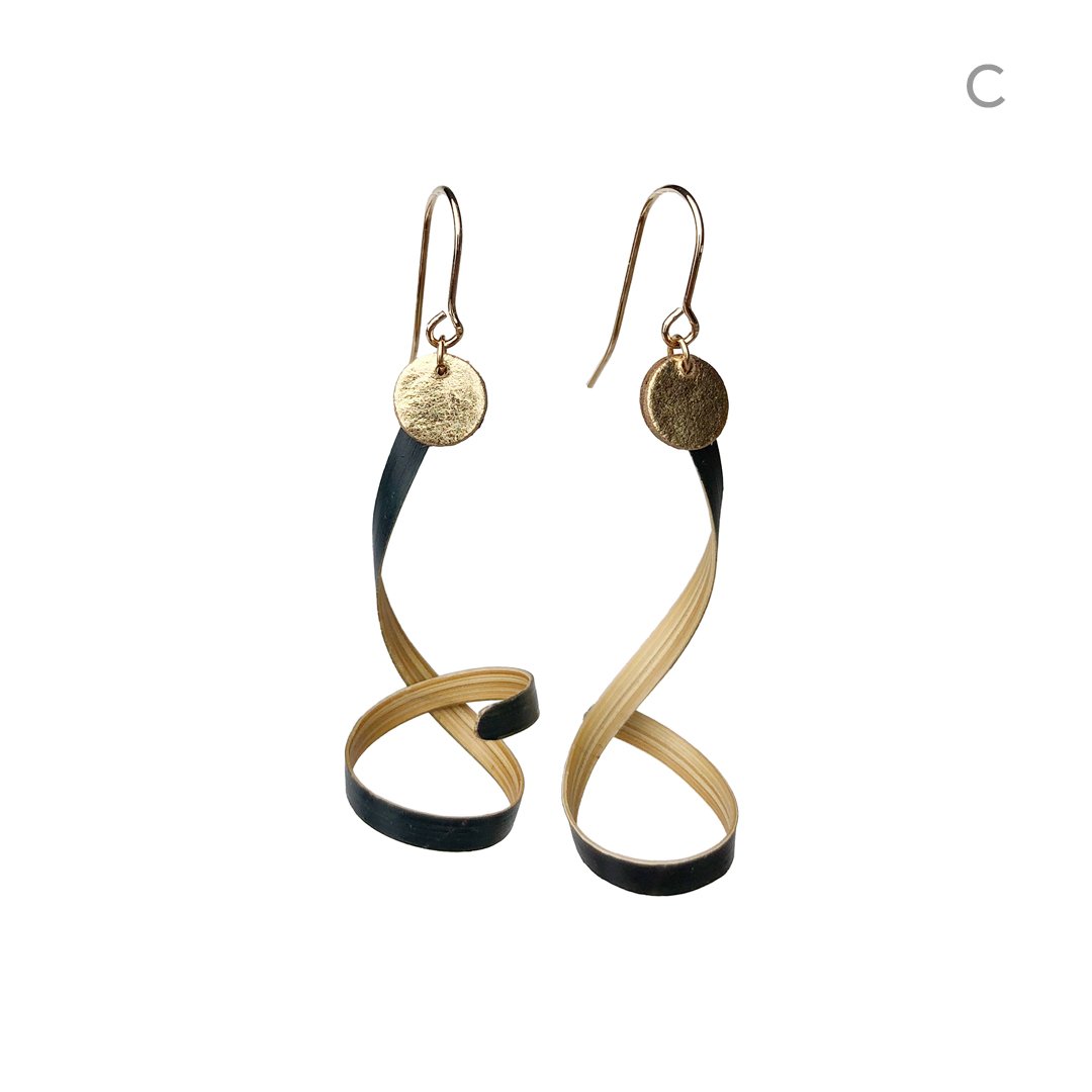 Image of Trace of Nature - Bamboo Earrings (Navy)