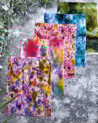 Image 1 of Pack of 5 Hand-dyed Silk Velvet Fabric (#2)