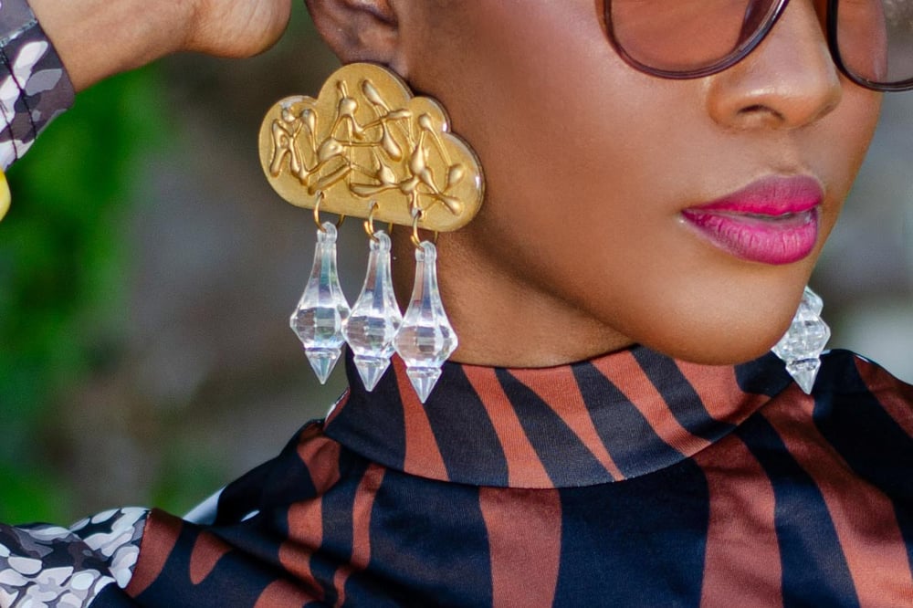 Image of Custom Opulent Storm Cloud Dangle Drop Earrings