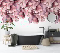 Image 4 of Peony Drip Floral Peel and Stick Wallpaper – Blush & Plum Romantic Decor