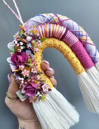Image 1 of Embellished Macrame Rainbow Wallhanging 