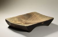 Image 1 of Maple plate with natural edge, carving and copper rivet