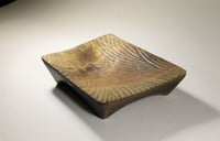 Image 2 of Maple plate with natural edge, carving and copper rivet
