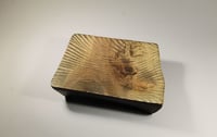 Image 3 of Maple plate with natural edge, carving and copper rivet