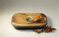Image 1 of Plate made of wood with hand carving and gold tinting