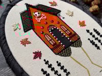 Image 3 of Halloween Baba Yaga House Mixed Media Embroidery Hoop 5x7"