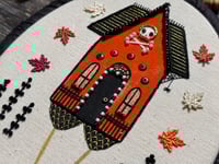 Image 2 of Halloween Baba Yaga House Mixed Media Embroidery Hoop 5x7"
