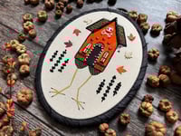 Image 4 of Halloween Baba Yaga House Mixed Media Embroidery Hoop 5x7"