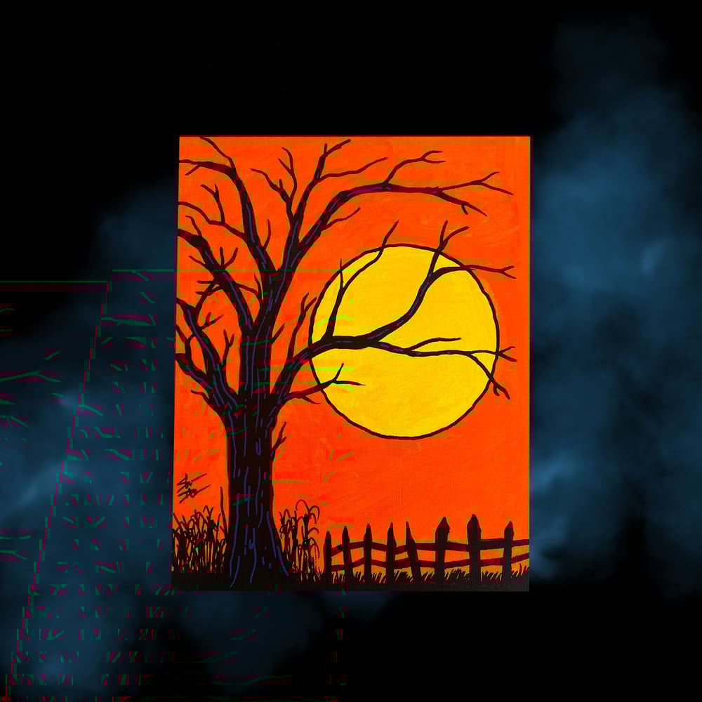 Image of "HALLOWEEN MOON"" acrylic PAINTING 8" x 10"