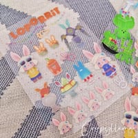 Image 4 of FFXIV clear deco sticker sheet | Loporrit bunny | Cactuar Sabotender