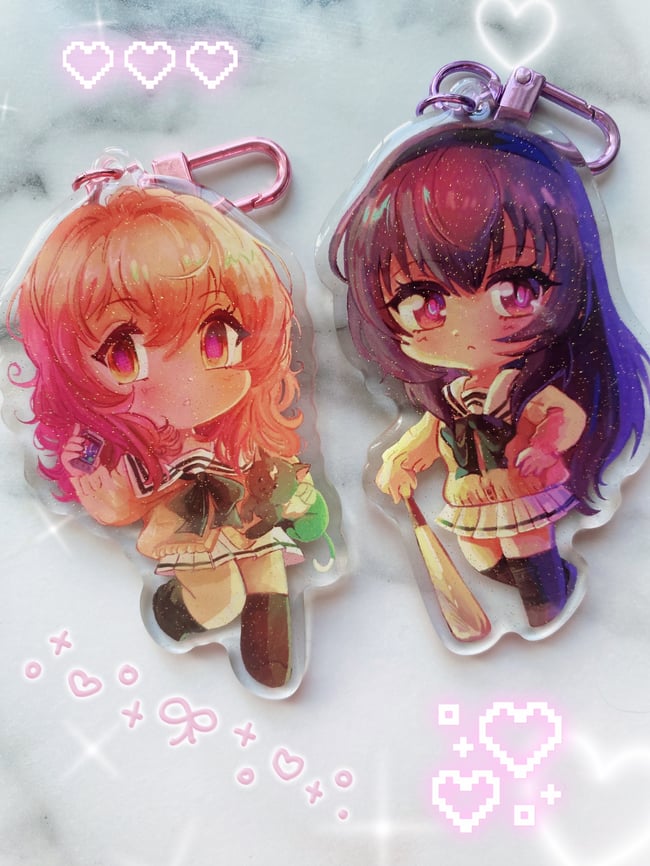 You and Me and Her 3.5” Glitter Epoxy Charms || Double Sided Different Design