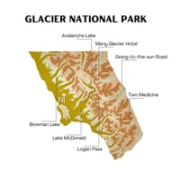 Image 1 of Glacier National Park 3D Topography Map