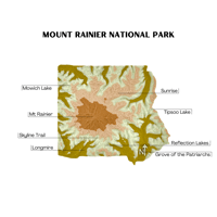 Image 1 of Mount Rainier National Park 3D Topography Map