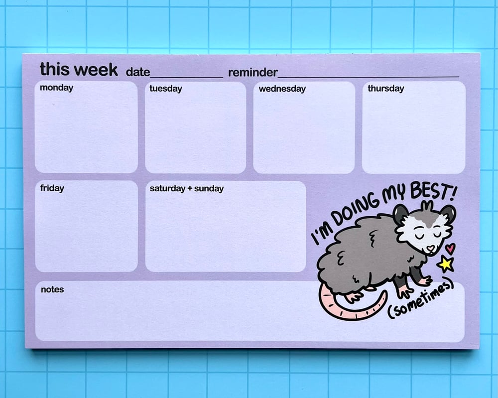 Image of Doing my best possum weekly planner notepad