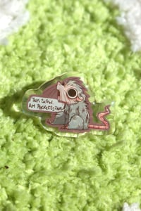 "Talk Slow, am Processing" possum - Acrylic Pin
