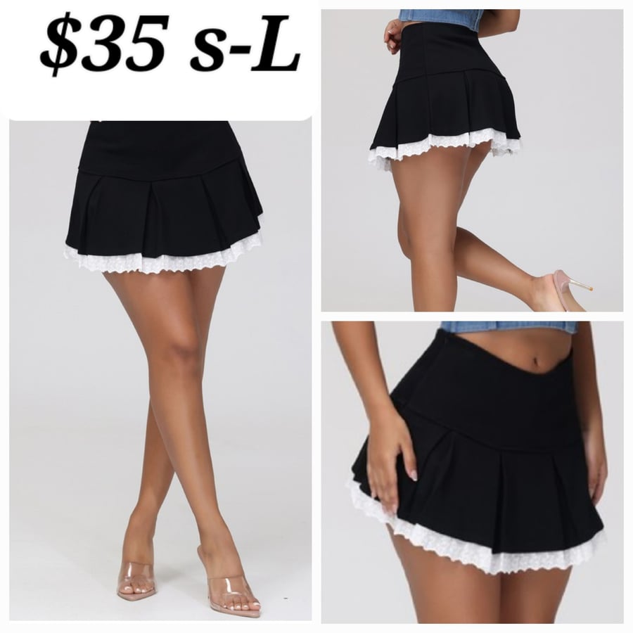 Image of Layered white and black skirt