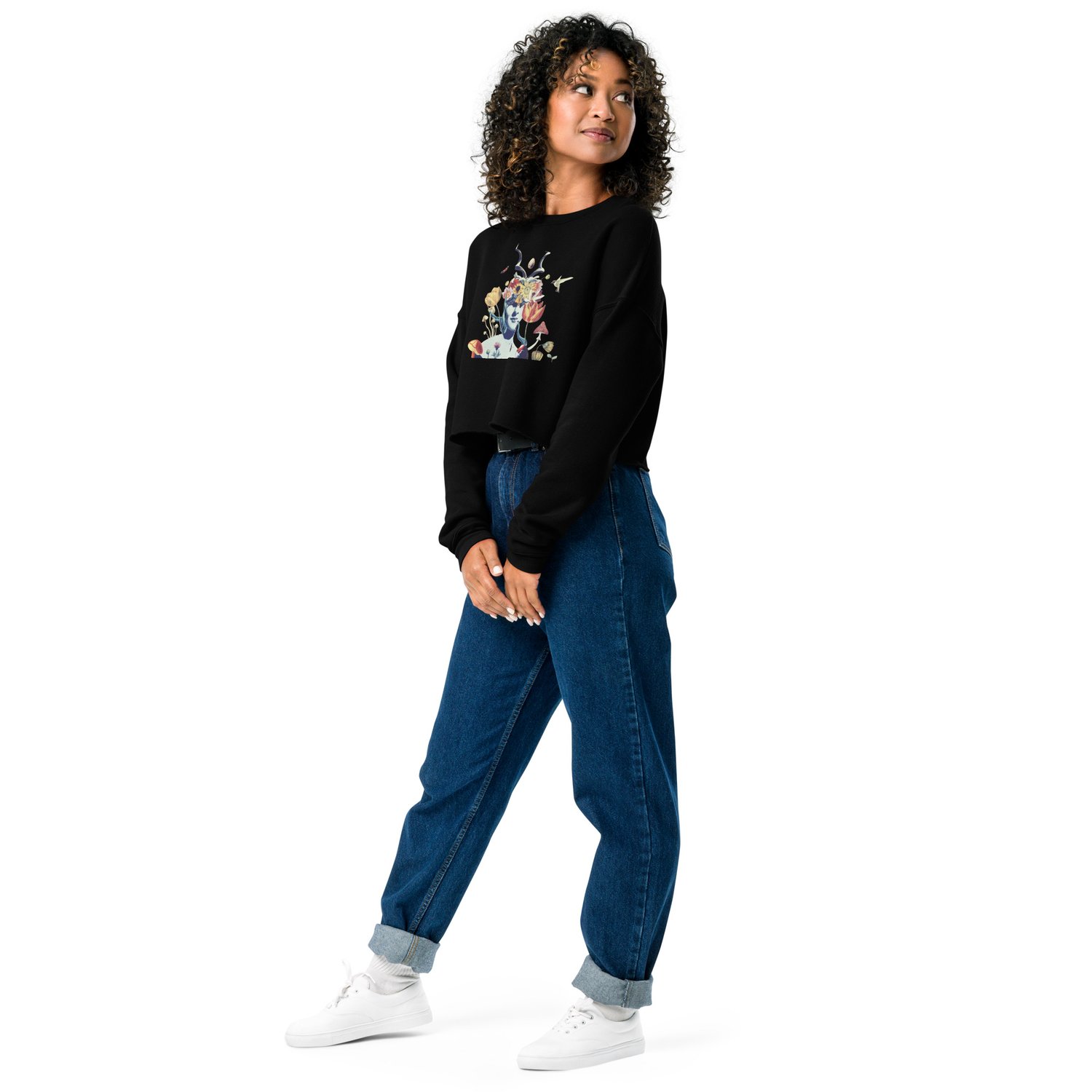 Image of She Dwells in the Garden of Earthy Delights - Fleece Crop Sweatshirt