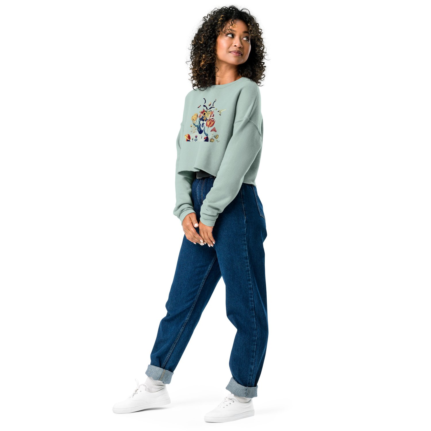 Image of She Dwells in the Garden of Earthy Delights - Fleece Crop Sweatshirt