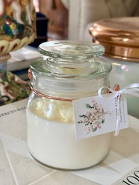 Image 1 of Bougie Fleurie Flower Candle Wooden Wick Soy Candle in Lidded Rose Gold Handle Lantern