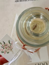 Image 2 of Bougie Fleurie Flower Candle Wooden Wick Soy Candle in Lidded Rose Gold Handle Lantern