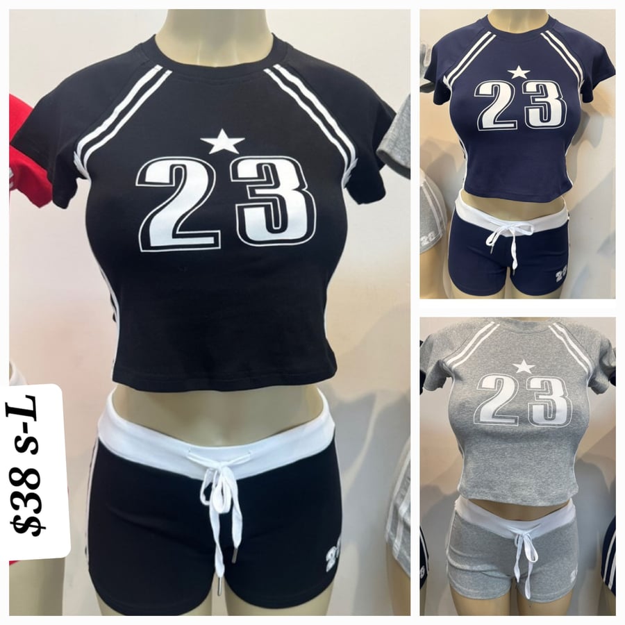 Image of Short pant 2-pc set (available in red, black, and grey)