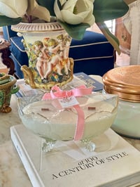 Image 1 of Jeanette  Lombardi 1940s Glass Footed Triple Wooden Wick Soy Candle 