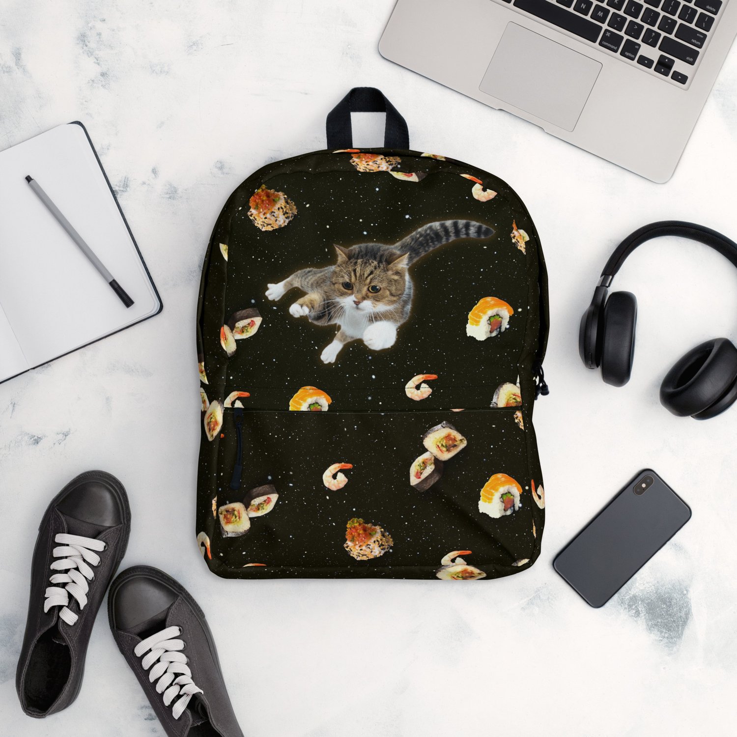 Image of Sushi Cat in Space Backpack